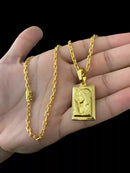 Corrente Cadeado 3mm + Pingente Jesus 3D Placa