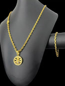 Kit Corrente e Pulseira Cadeado 5mm + Pingente Nossa Senhora