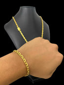 Kit Corrente e Pulseira Cadeado 5mm + Pingente Nossa Senhora