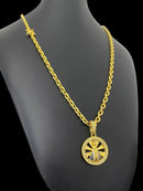 Kit Corrente e Pulseira Cadeado 5mm + Pingente Nossa Senhora