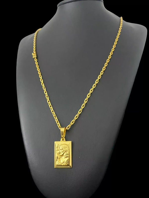 Corrente Cadeado 3mm + Pingente Jesus 3D Placa